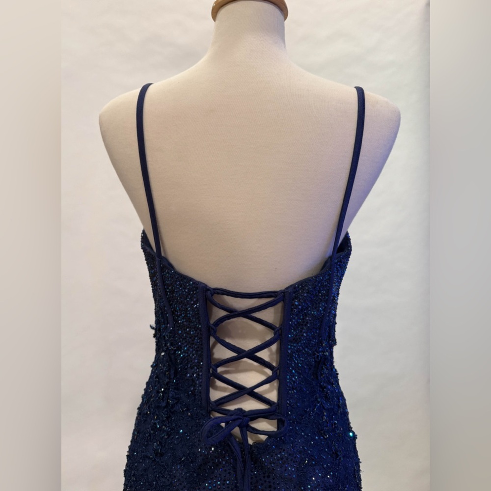 Sherri Hill Navy Blue Prom Dress - Picture 5 of 7